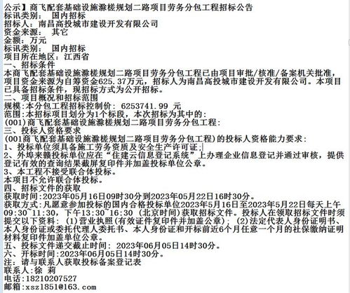 公示 商飞配套基础设施滁槎规划二路项目劳务分包工程招标公告